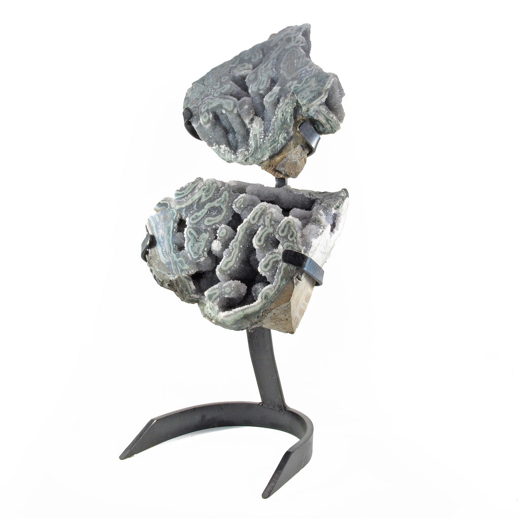 Green "Amethyst" 16.5 inch 9 lbs Partial Polished Stalactite with Stand - Uruguay - DDX-081 - Crystalarium