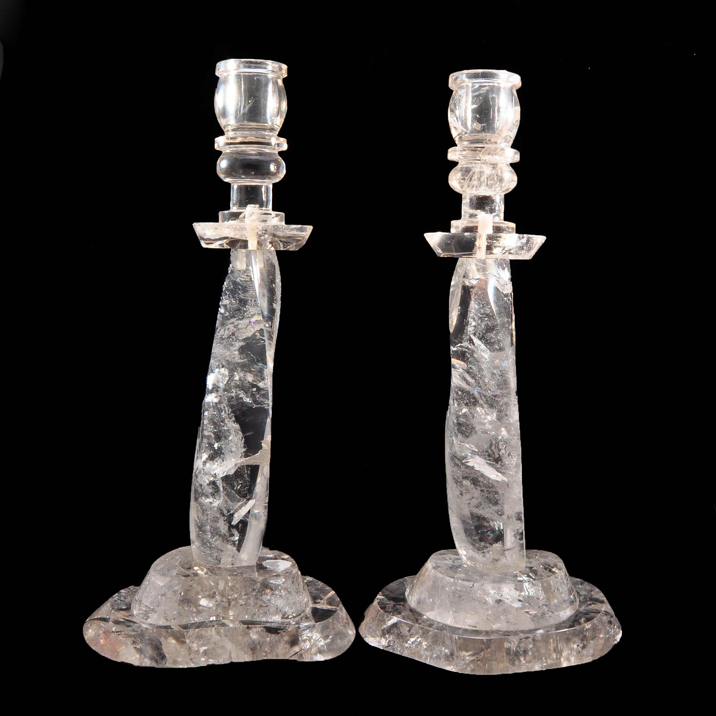 Quartz 11 inch Clear Crystal Candlesticks - FFR-020 - Crystalarium