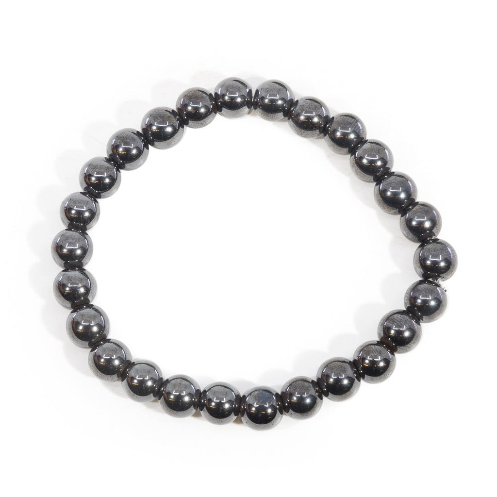Hematite 8mm Beaded Bracelet - KKW-006 - Crystalarium