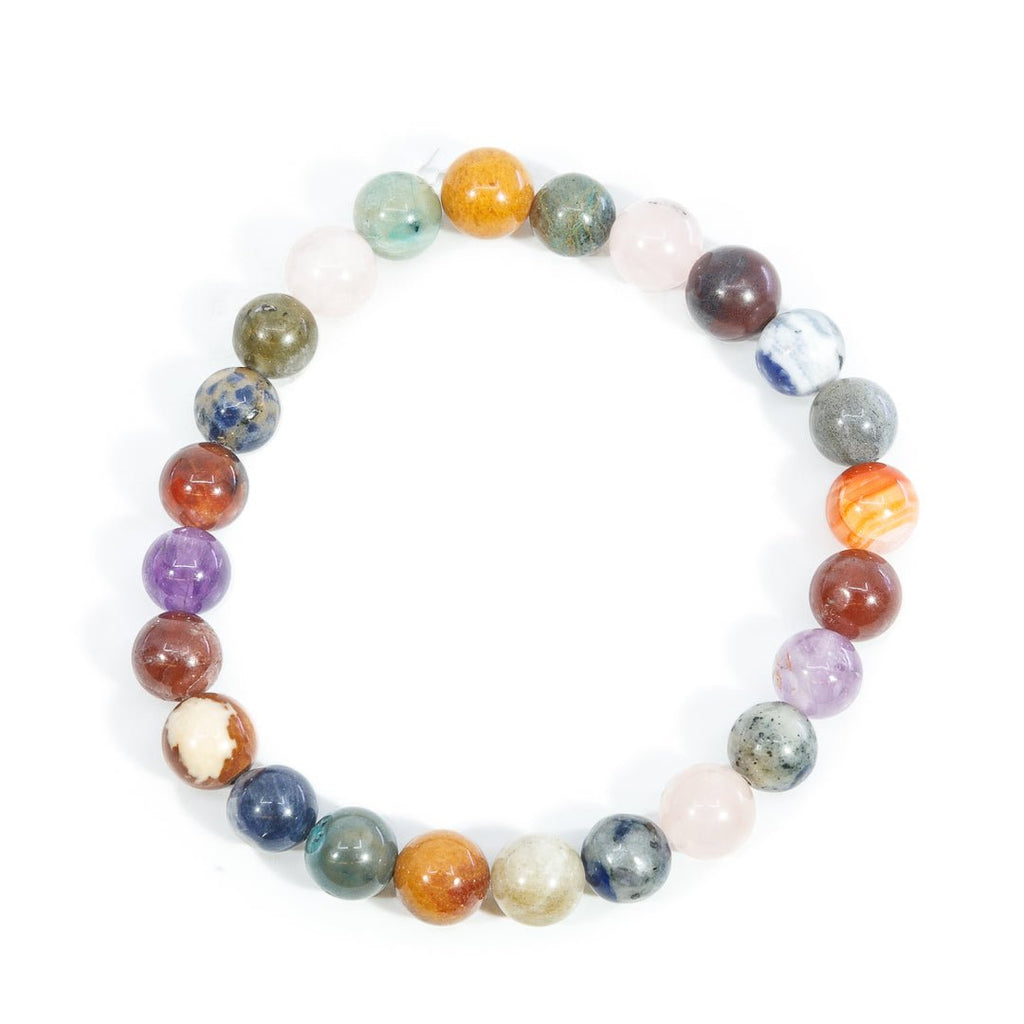 Mixed Bead 8mm Beaded Bracelet - KKW-030 - Crystalarium