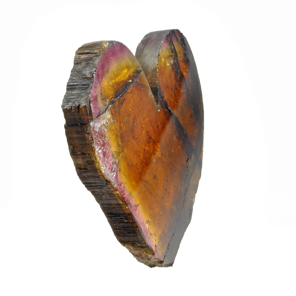 Pink and Green Tourmaline 2.58 inch 57.2 gr Heart-Shaped Partially Polished Gemstone Slice - FFX-152 - Crystalarium