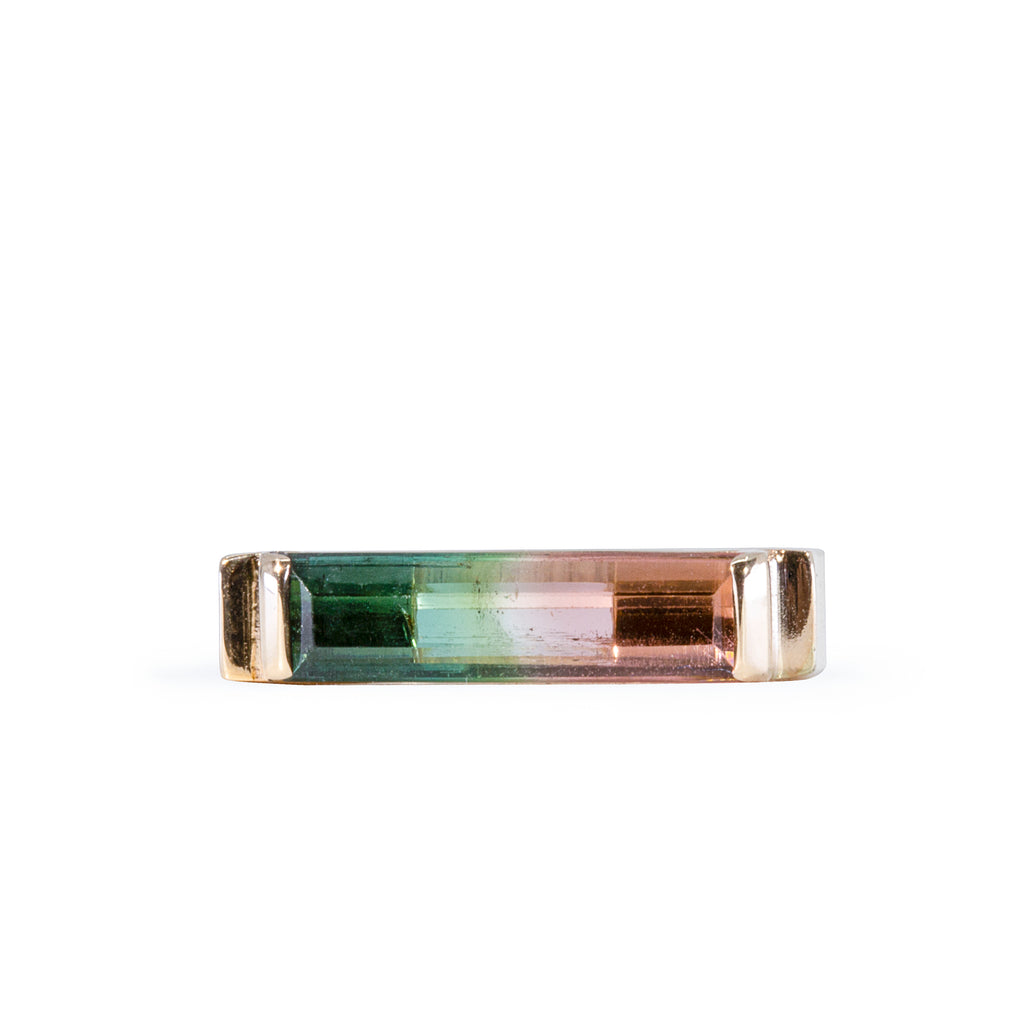 Bi-Color Tourmaline 1.9 carat Faceted 14k Handcrafted Cantilever Ring - JJO-032 - Crystalarium