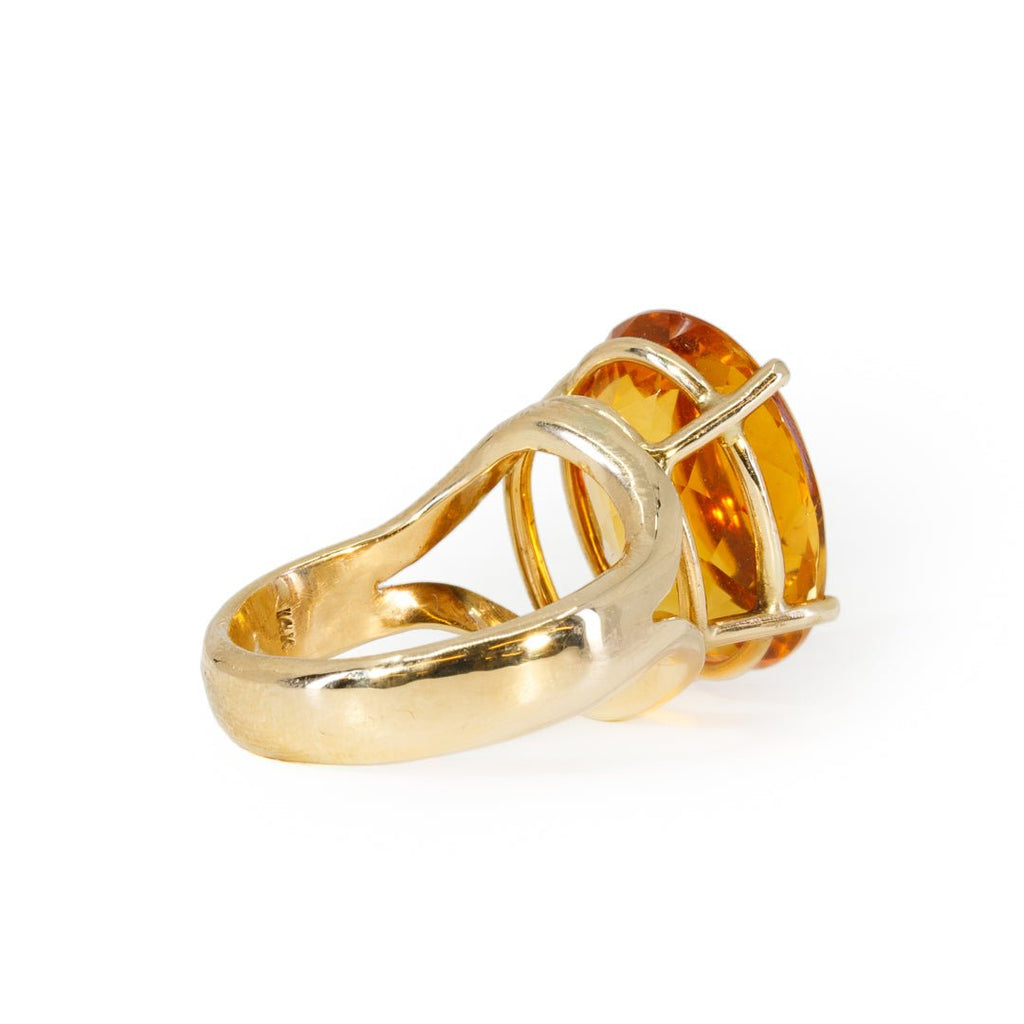 Citrine 12 Carat Faceted Oval 14K Handcrafted Gemstone Prong Ring - TO-224 - Crystalarium