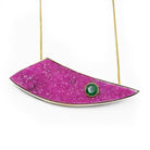 Druzy Cobalt Calcite with Emerald Handcrafted 14k Gemstone Pendant - ZO-136 - Crystalarium