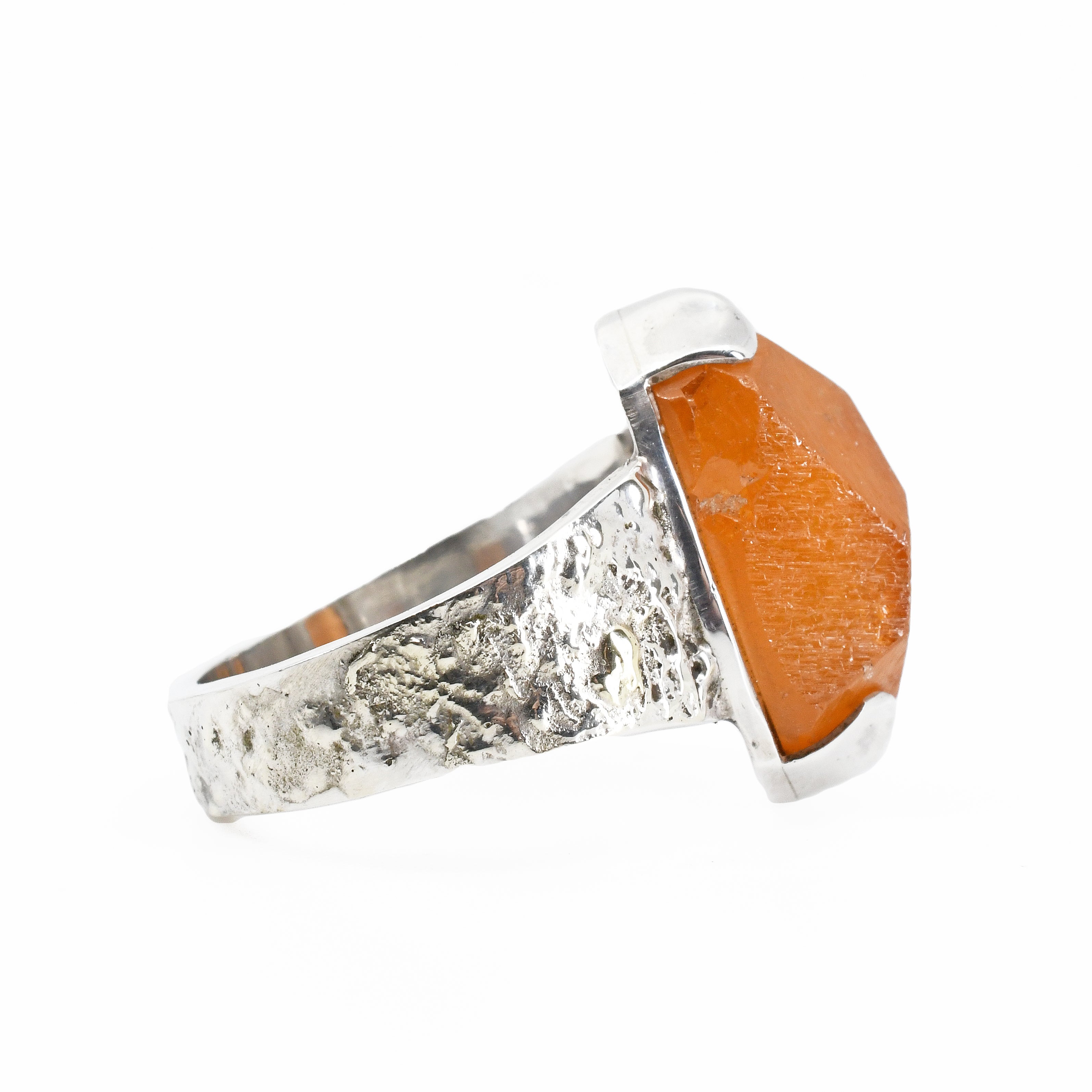 Spessartine Garnet 12.55ct Gem Crystal Handcrafted Sterling Silver Ring - DDO-064 - Crystalarium