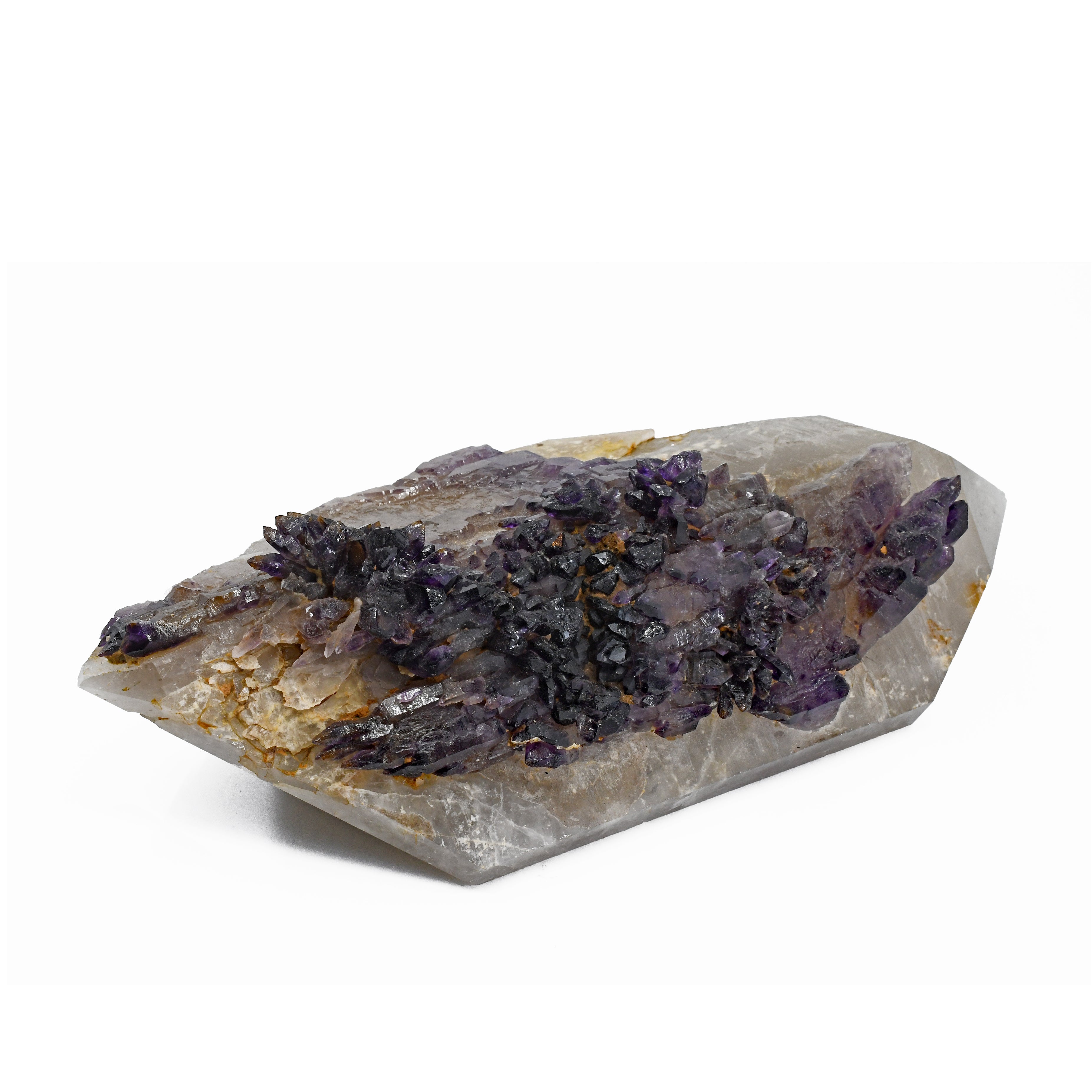 Amethyst 10 inch 4.05 lb Elestial on Quartz Natural Crystal Specimen - Brazil - GGH-211 - Crystalarium