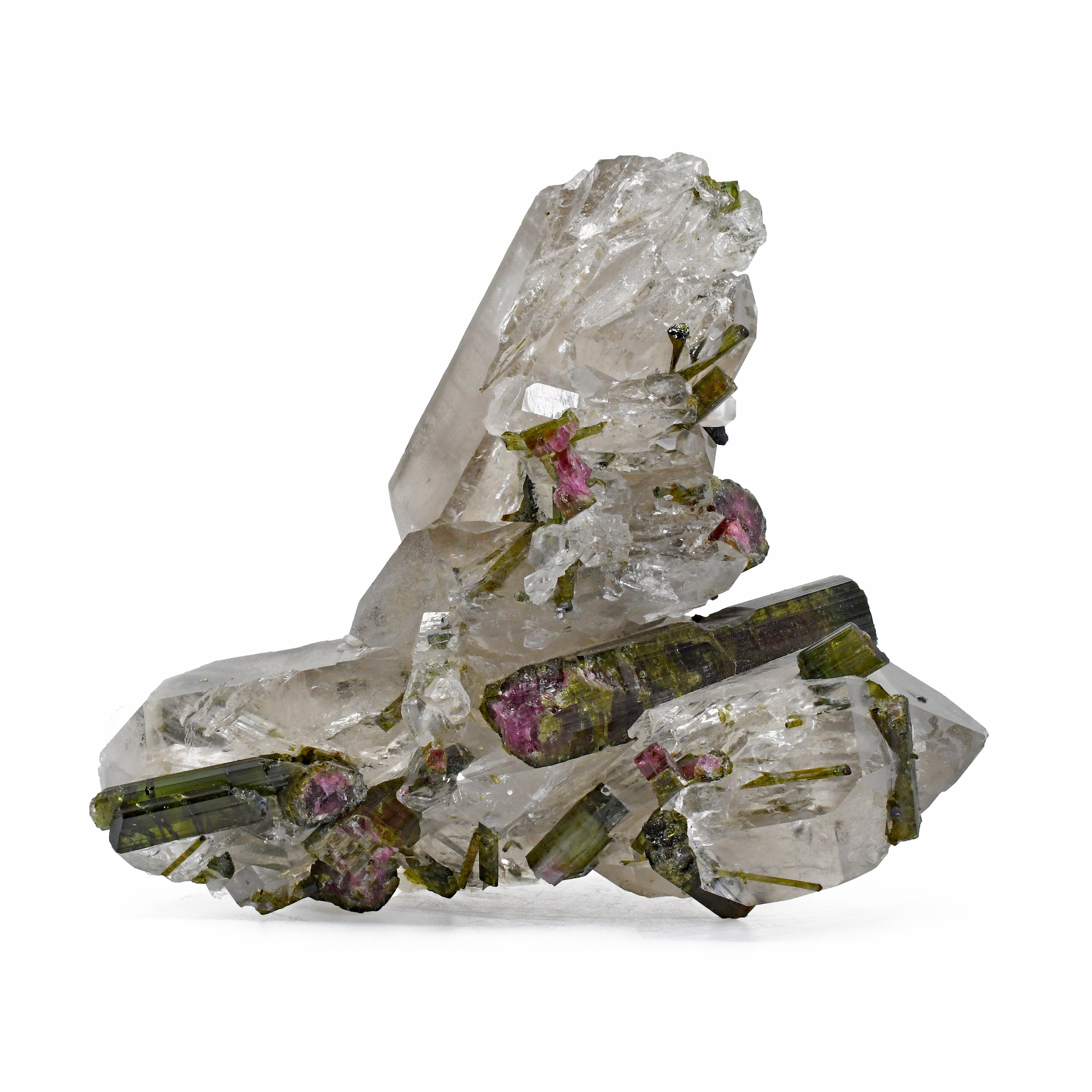 Quartz with Watermelon Tourmaline 325.7gr Natural Crystal Cluster - Brazil - DDX-390 - Crystalarium