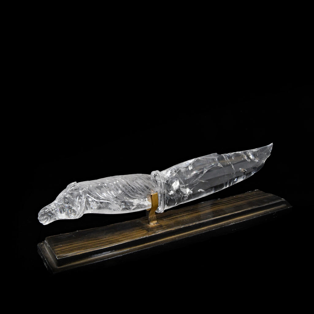 Quartz 14.2 inch 1.22 lbs Natural Crystal Horse Head Knife on Stand - Brazil - ggr-114b - Crystalarium