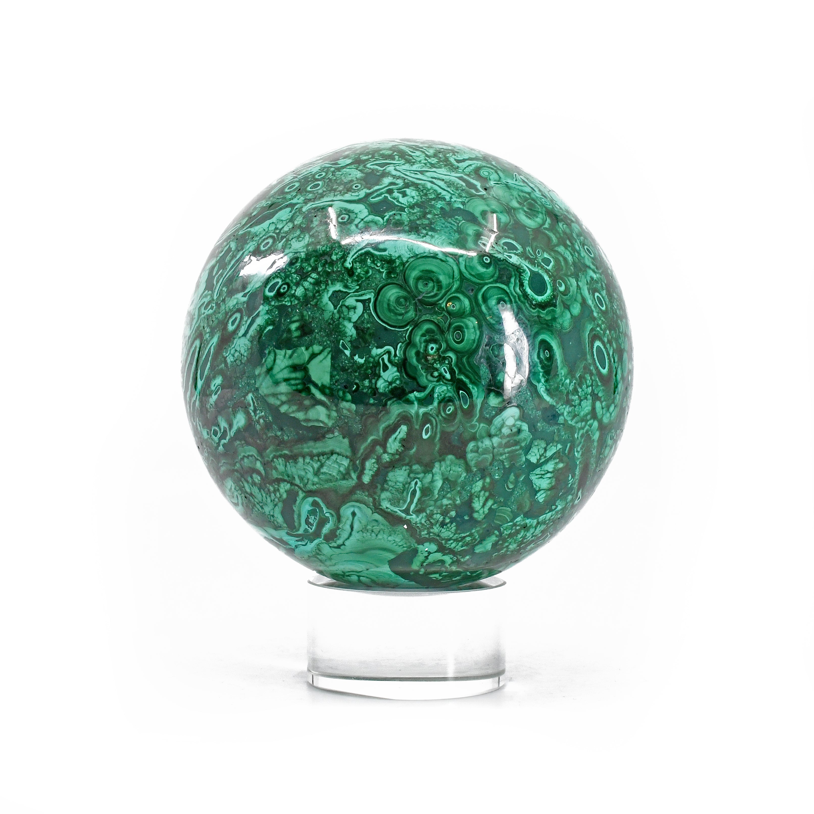 Malachite 3.33 inch 2.46 lbs Polished Crystal Sphere - Congo - FFL-067 - Crystalarium