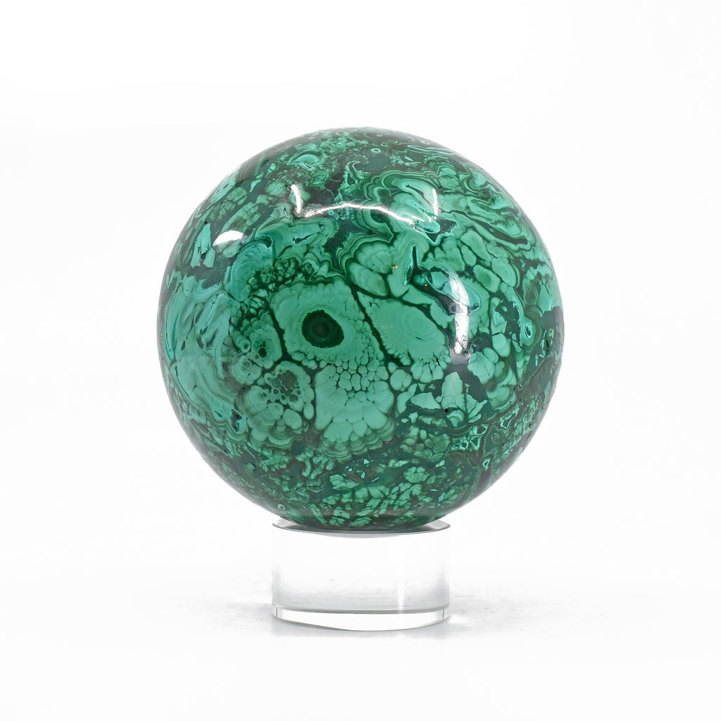 Malachite 3.33 inch 2.46 lbs Polished Crystal Sphere - Congo - FFL-067 - Crystalarium