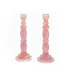 Gorgeous Rose Quartz 10 inch 3.21 lbs Carved Crystal Candle Stick Pair - Brazil - GGR-112 - Crystalarium
