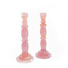 Gorgeous Rose Quartz 10 inch 3.21 lbs Carved Crystal Candle Stick Pair - Brazil - GGR-112 - Crystalarium