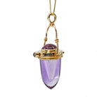 Amethyst 30.25 mm 77.23 ct with Tourmaline and Moonstone Handcrafted 14K Gemstone Vessel Pendant - GGO-102 - Crystalarium