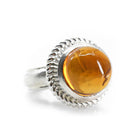 Madiera Citrine 6.34ct Round Cabochon Sterling Silver Handcrafted Gemstone Ring - GGO-116 - Crystalarium