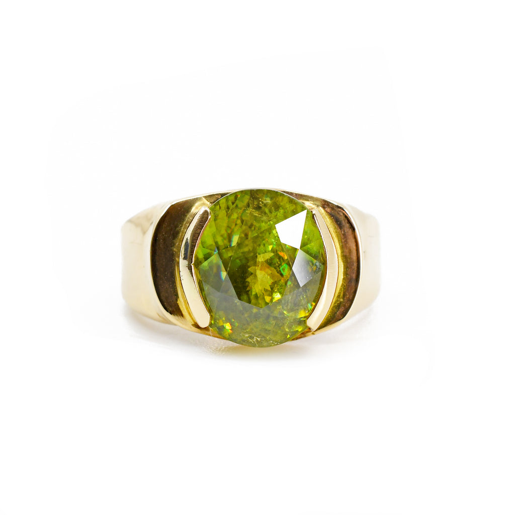 Sphene 5.05 carat Oval Faceted 14K Handcrafted Gemstone Ring - EEO-175 - Crystalarium