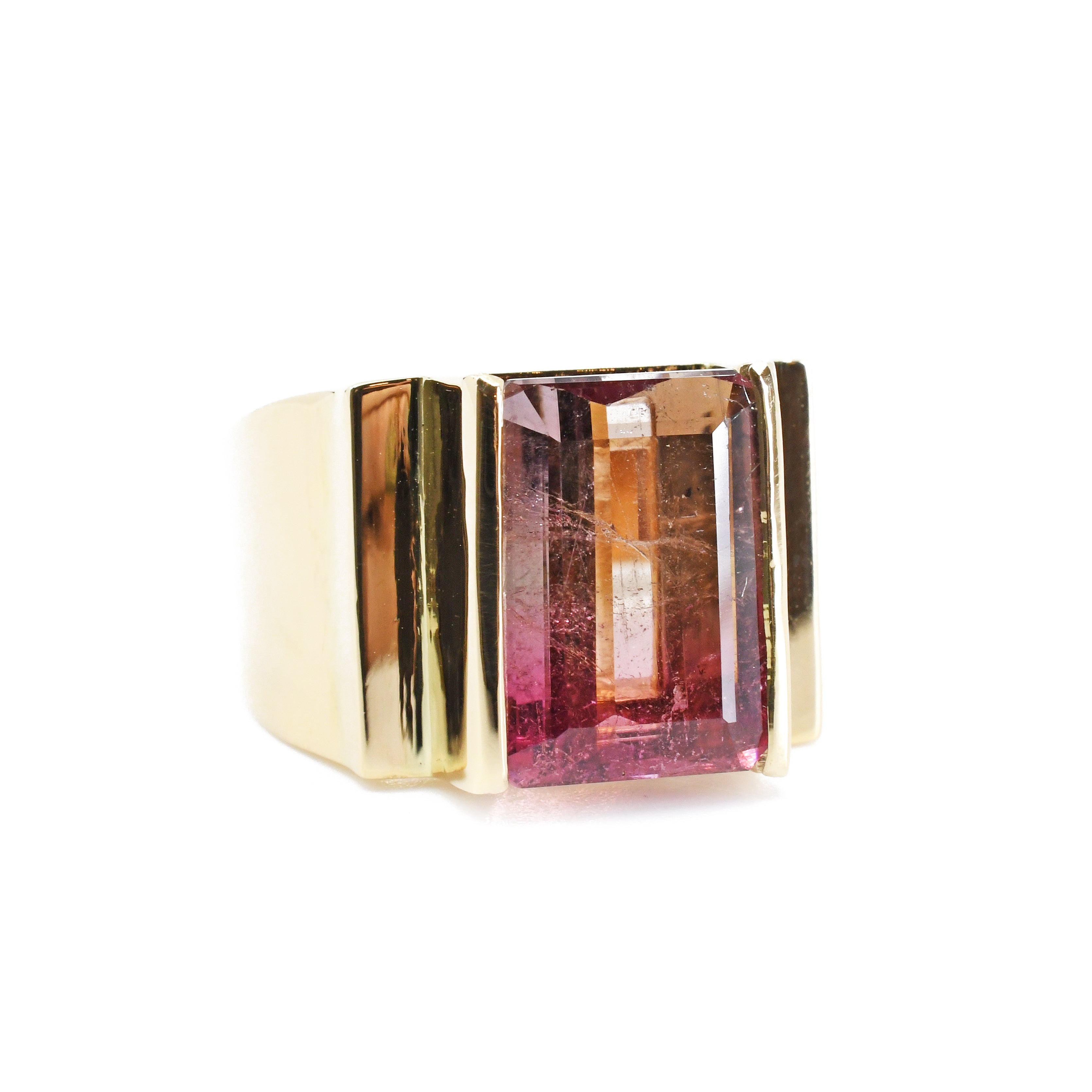 Pink Tourmaline 5.15 carat 13.32 mm Rectangle Faceted 14K Handcrafted Gemstone Ring - GGO-156 - Crystalarium