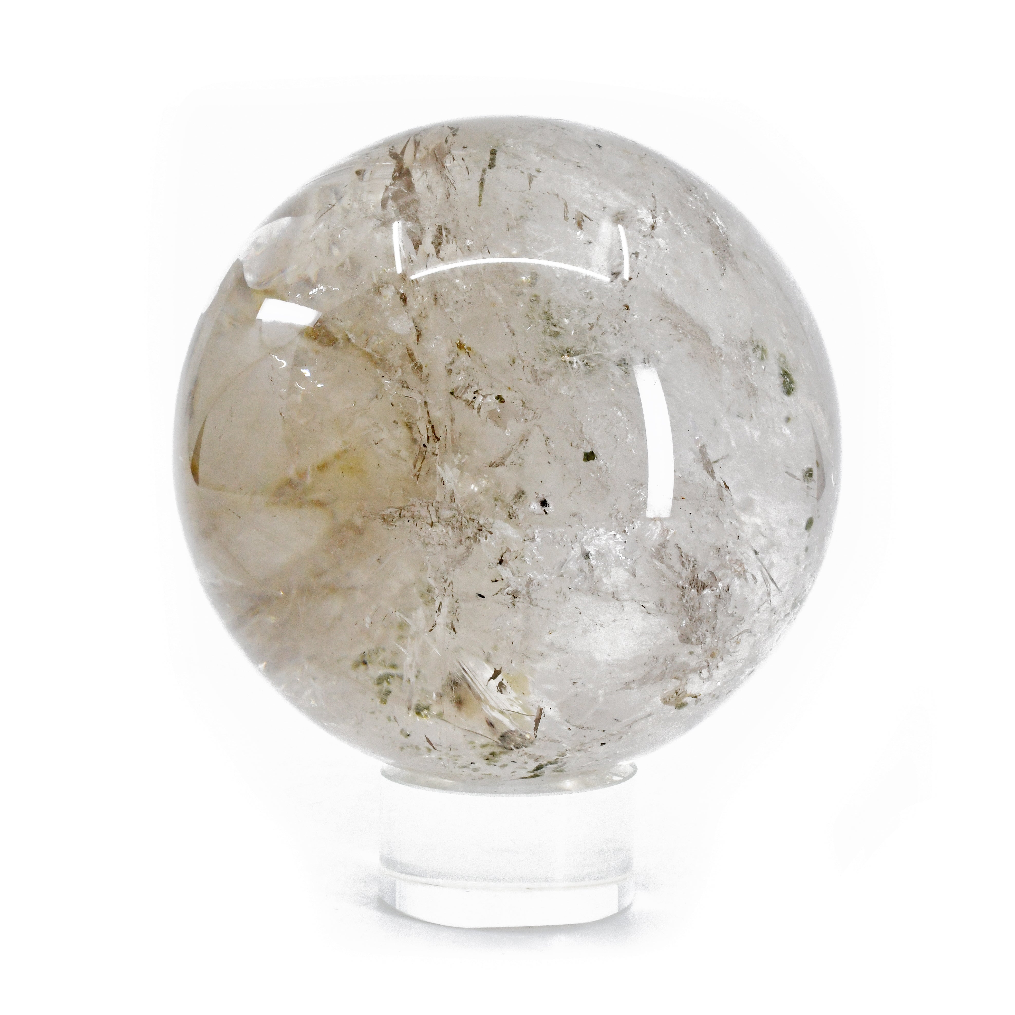 Enhydro Quartz 3.74 inch 2.72 lbs with Pyrite Polished Crystal Sphere - Madagascar - DDL-061 - Crystalarium