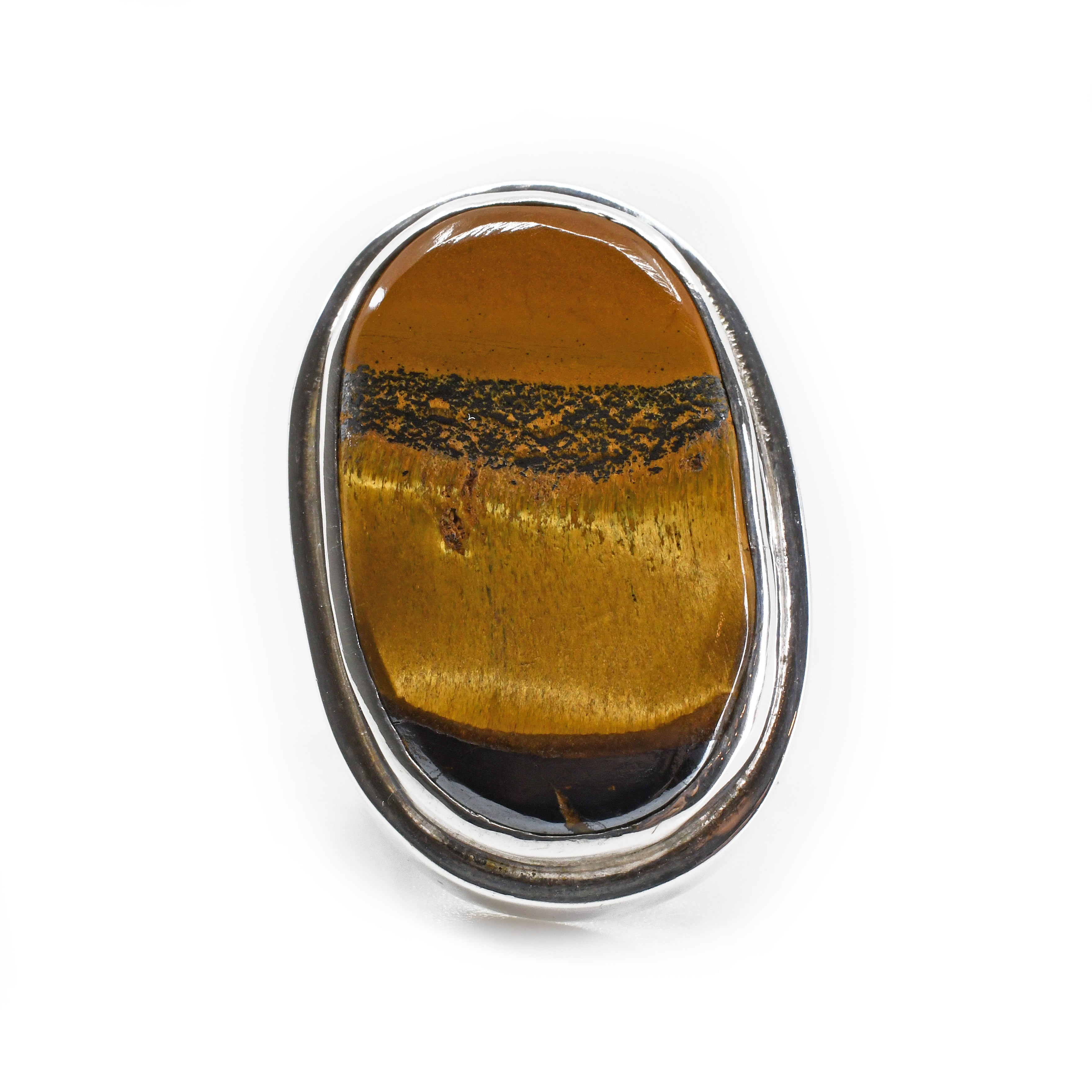 Tiger's Eye 31.06ct Cabochon Handcrafted Sterling Silver Ring - BBO-099 - Crystalarium