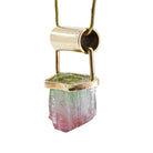 Pink & Green Tourmaline 21.64ct Handcrafted 14k Bi Color Gem Crystal Pendant - DDO-106 - Crystalarium