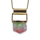 Pink & Green Tourmaline 21.64ct Handcrafted 14k Bi Color Gem Crystal Pendant - DDO-106 - Crystalarium