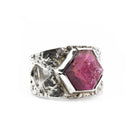 Raspberry Garnet 9.4ct Sterling Silver Textured Band Ring - DDO-079 - Crystalarium