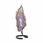 Amethyst 13.5 inch 2.24 lbs Partial Polished Crystal Slice on Custom Metal Stand - Uruguay - GGX-312 - Crystalarium