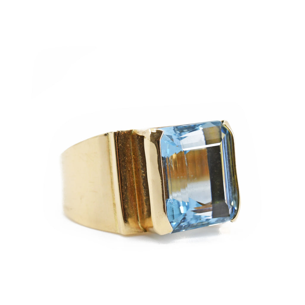 Aquamarine Faceted 14kt Gold Handmade Ring - UO-276 - Crystalarium