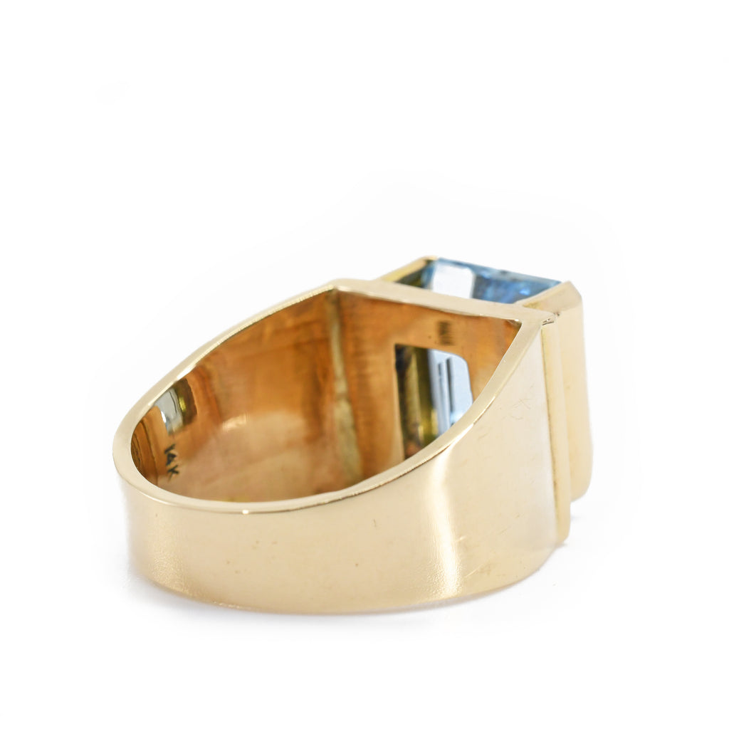 Aquamarine Faceted 14kt Gold Handmade Ring - UO-276 - Crystalarium