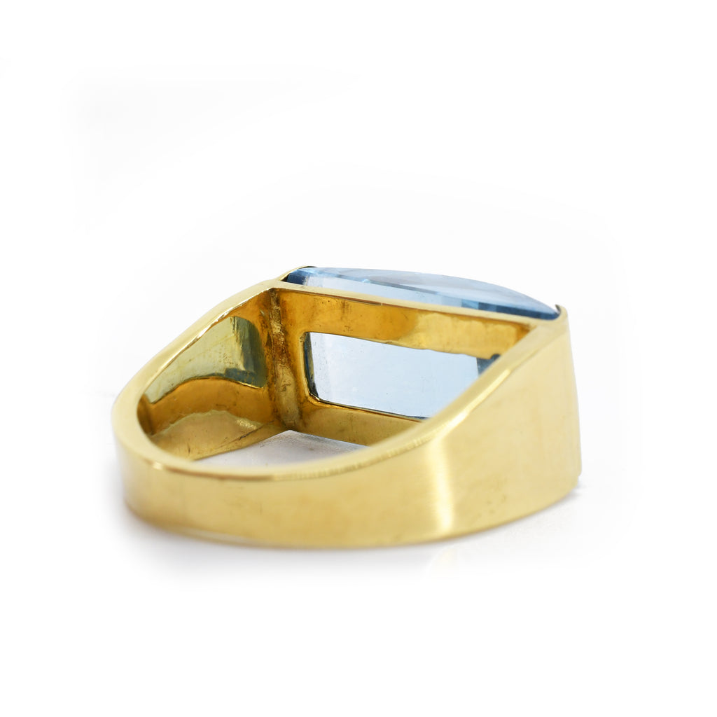 Aquamarine Faceted 18k Handcrafted Ring - RO-233 - Crystalarium