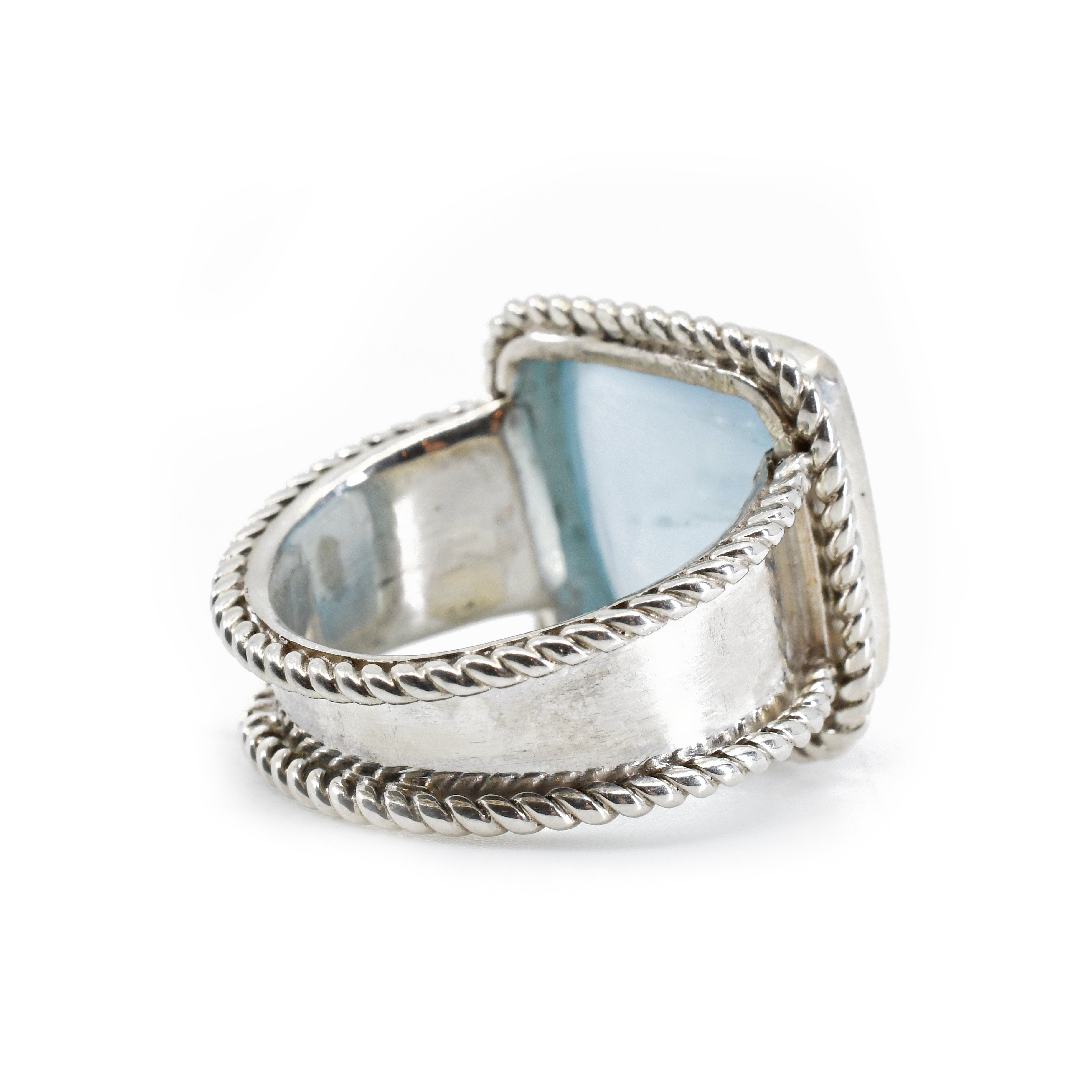 Chatoyant Aquamarine 18.1 Carat Sterling Silver Handcrafted Gemstone Ring - GGO-067 - Crystalarium