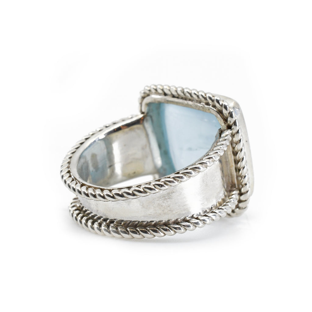 Chatoyant Aquamarine 18.1 Carat Sterling Silver Handcrafted Gemstone Ring - GGO-067 - Crystalarium