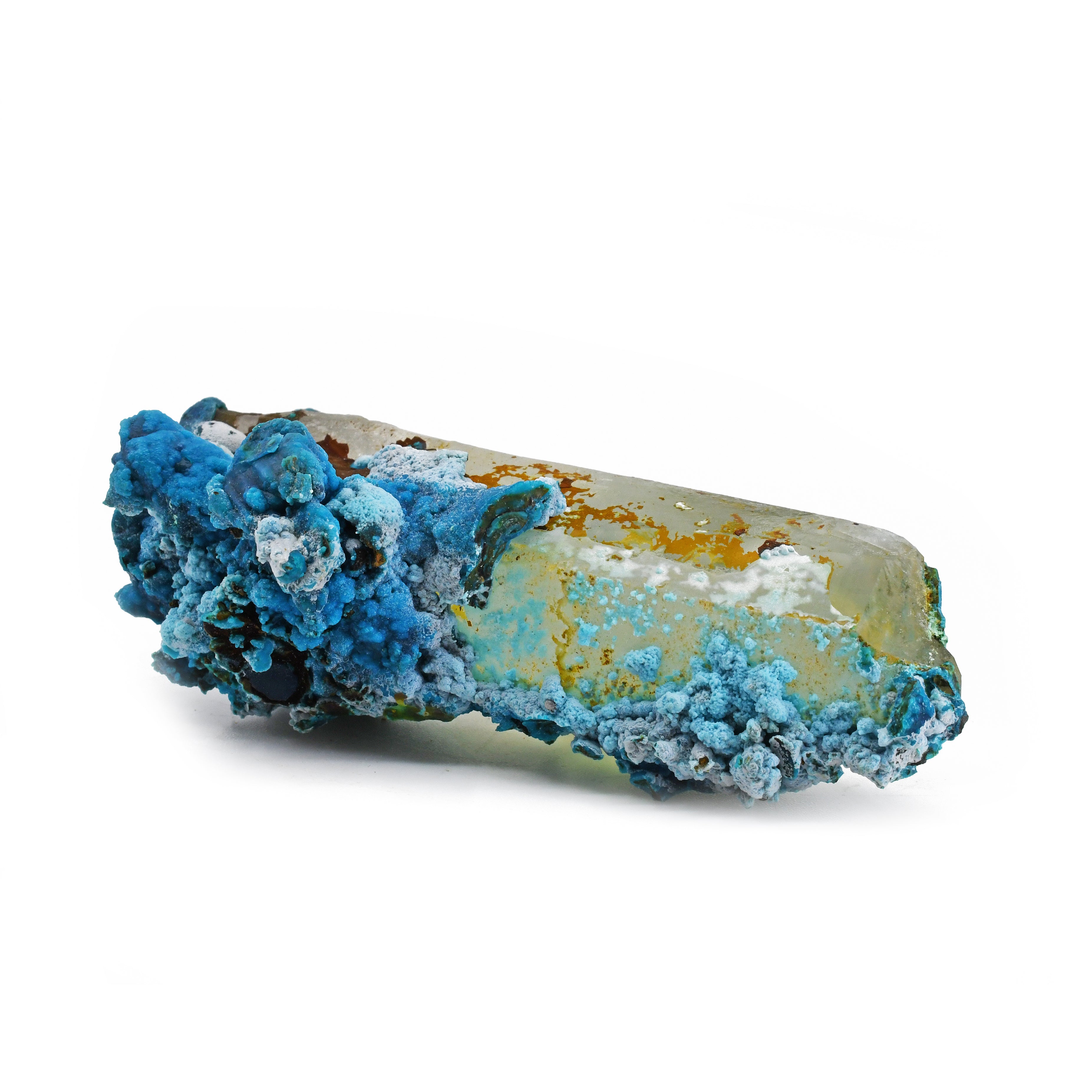 Chrysocolla over Quartz 3.0 inch 69.3 grams with Iron Natural Crystal - Peru - HHX-089 - Crystalarium