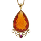 Garnet-Spessartine 18k Faceted Teardrop with Ruby Scroll Pendant - UO-018 - Crystalarium