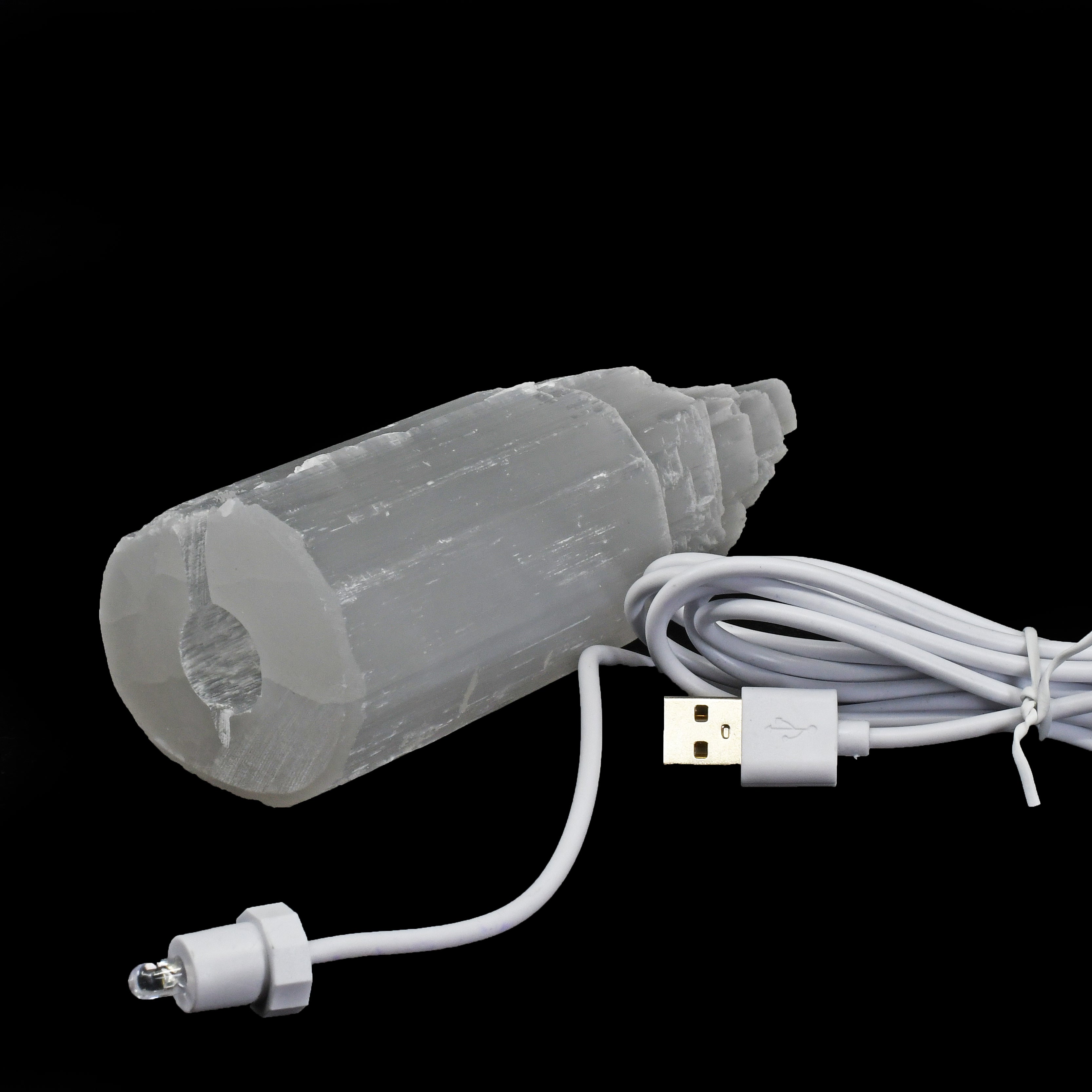 Selenite 6" Natural Crystal USB Lamp - GGX-155 - Crystalarium