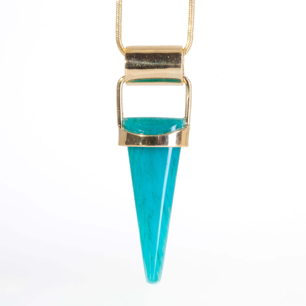 Gem Silica 7.38 carat Polished Gemstone 14k Handcrafted Pendant - HHO-182 - Crystalarium