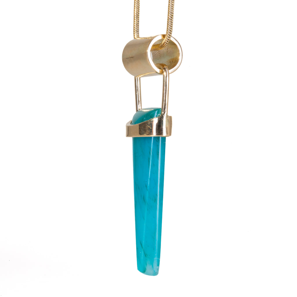 Gem Silica 7.38 carat Polished Gemstone 14k Handcrafted Pendant - HHO-182 - Crystalarium