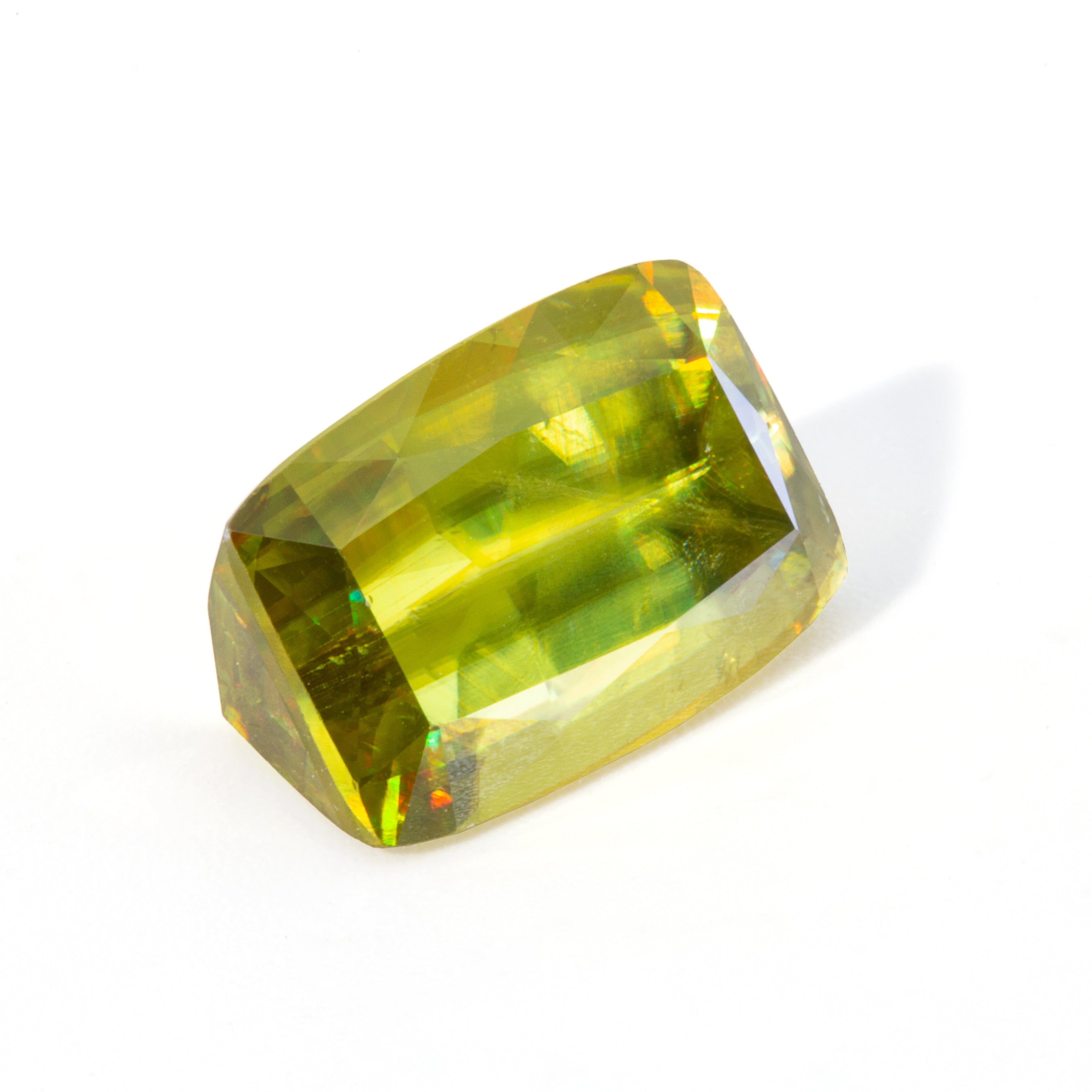 Sphene 8.5 carat Green Faceted Cushion Gemstone - 19-066 - Crystalarium