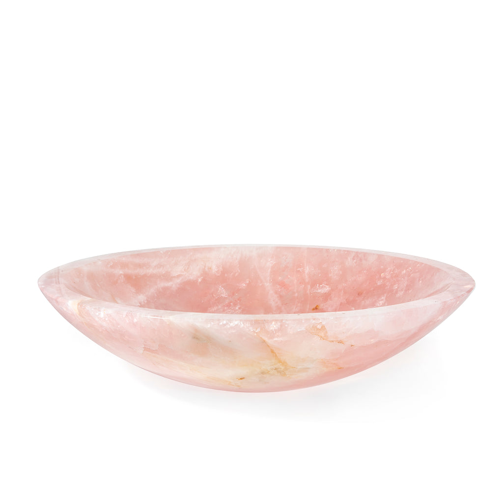 Rose Quartz 15.5 inch 17.1lb Polished Crystal Bowl - Brazil - HHR-031 - Crystalarium