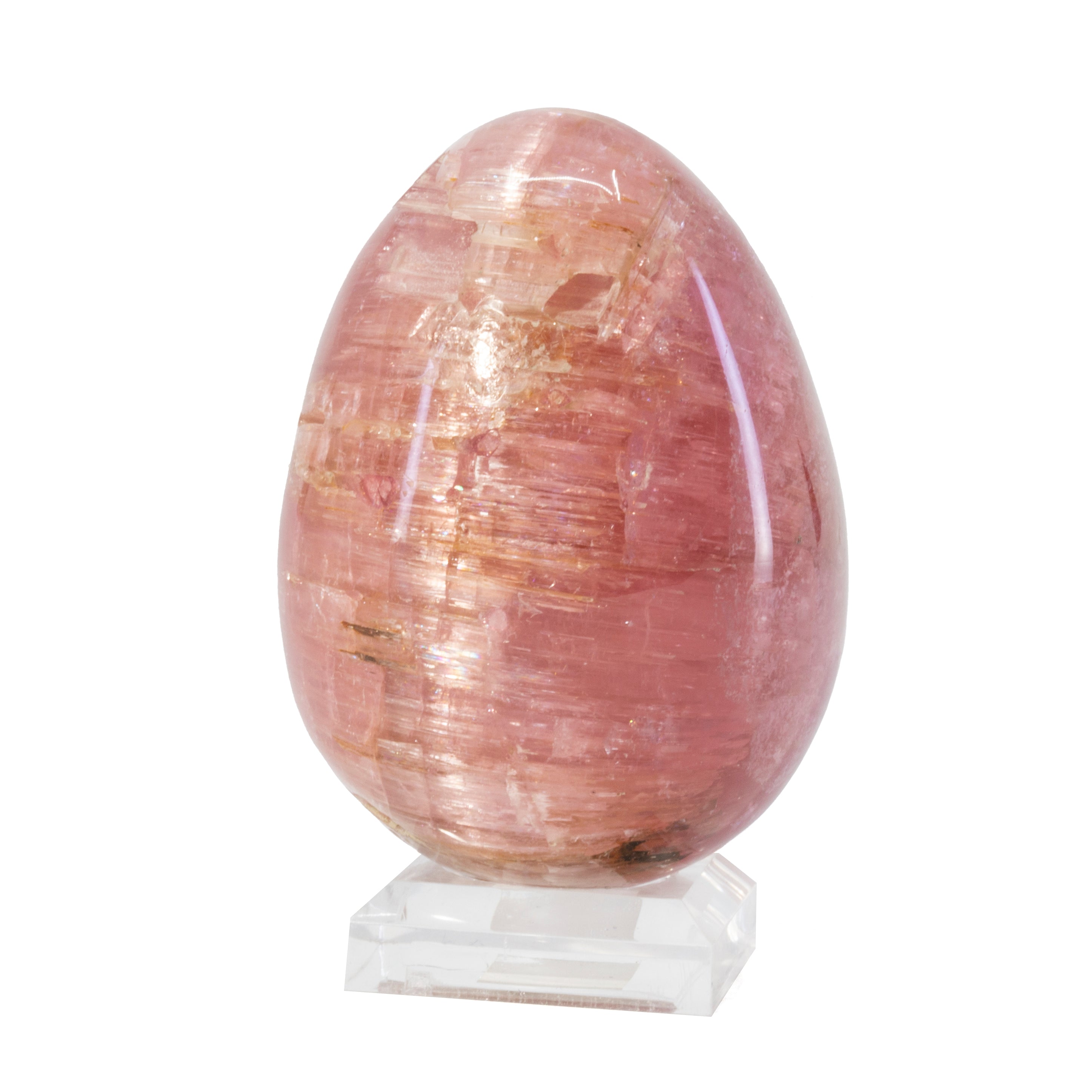 Cat's Eye Pink Tourmaline 1.89 inch Polished Gemstone Egg - Russia - JJL-026 - Crystalarium