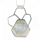 Aquamarine in Quartz 21.88ct Crystal Slice Handcrafted Sterling Silver Honeycomb Pendant - HHO-083 - Crystalarium