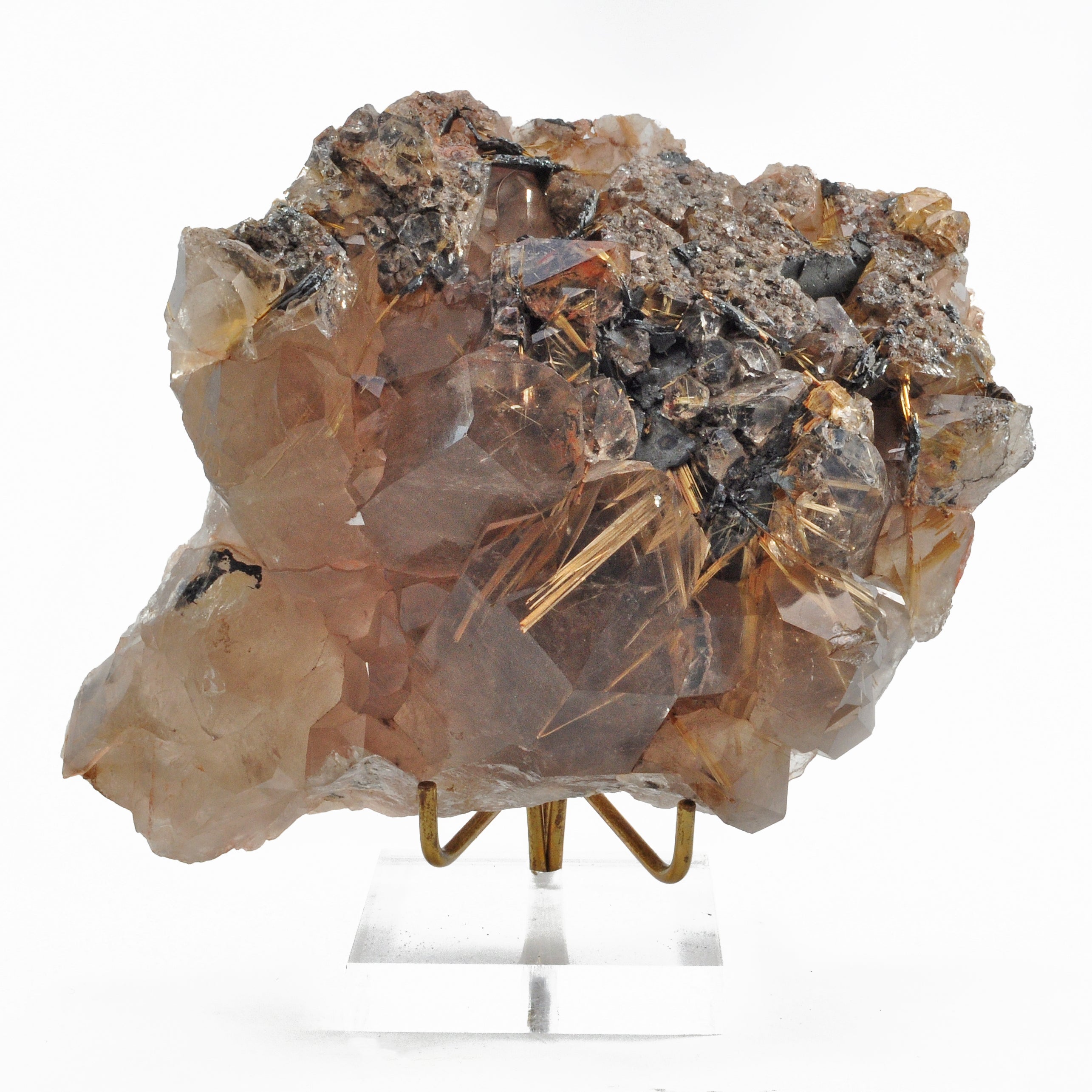 Rutilated Smoky Quartz 5.8 inch 2.7 lbs Natural Crystal Cluster - Brazil - FFX-092 - Crystalarium