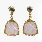 Watermelon Tourmaline 28.0mm 19.2 ct Floral Carving Handcrafted 14K Gemstone Earrings - BBO-227 - Crystalarium