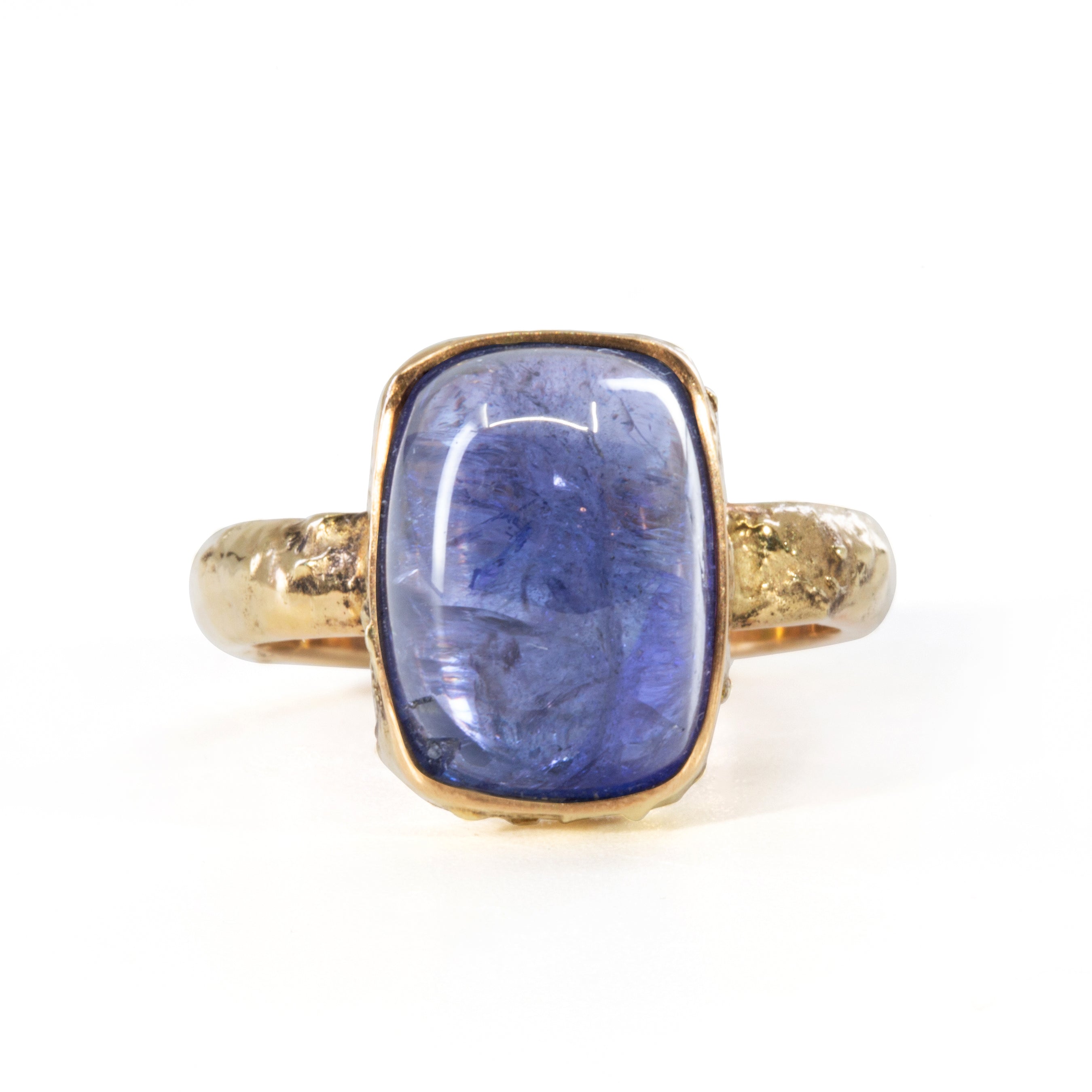 Tanzanite 15 carat Handcrafted 14k Cabochon Ring - AAO-014 - Crystalarium