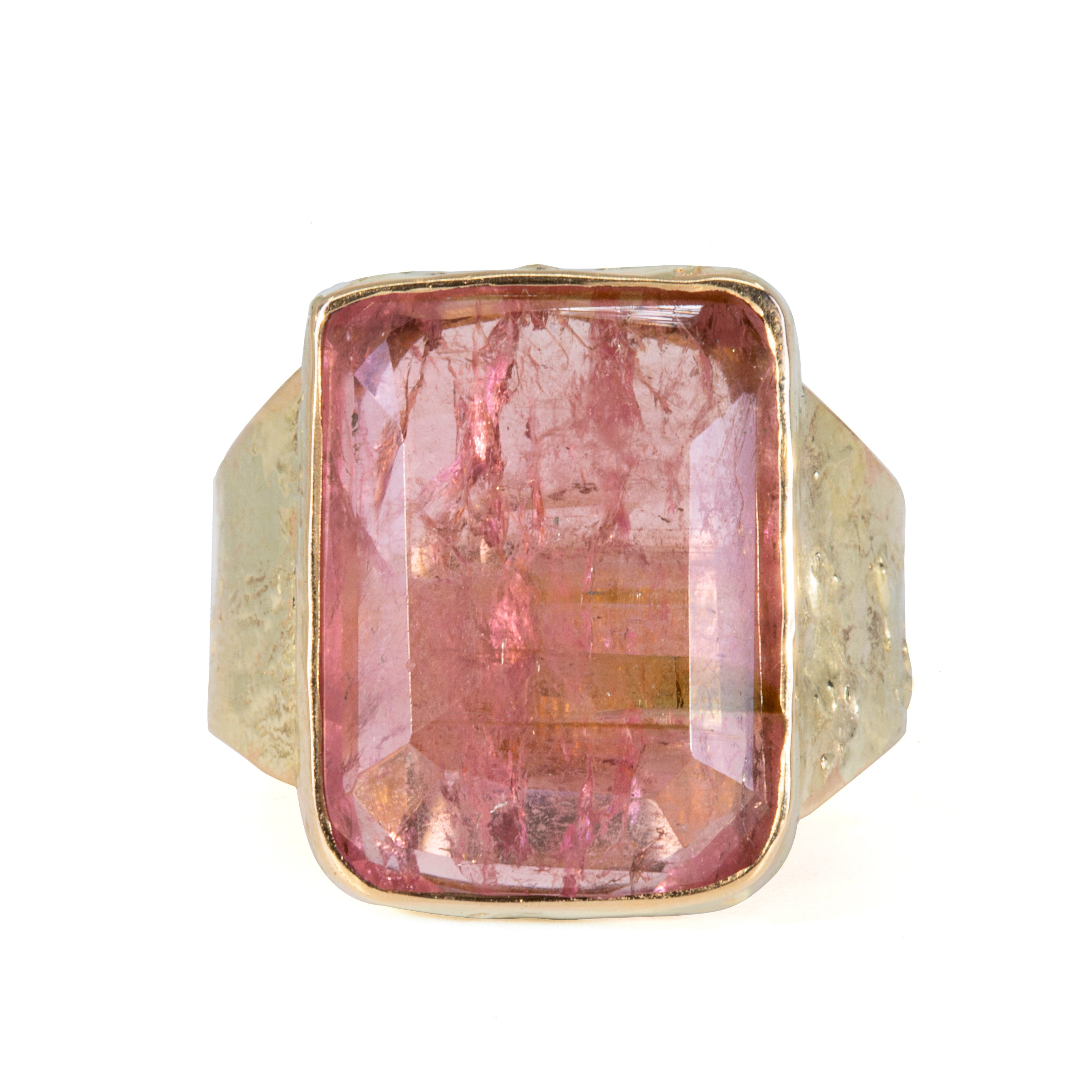 Pink Tourmaline 11.82 carat Rose Cut Handcrafted 14k Ring - AAO-149 - Crystalarium