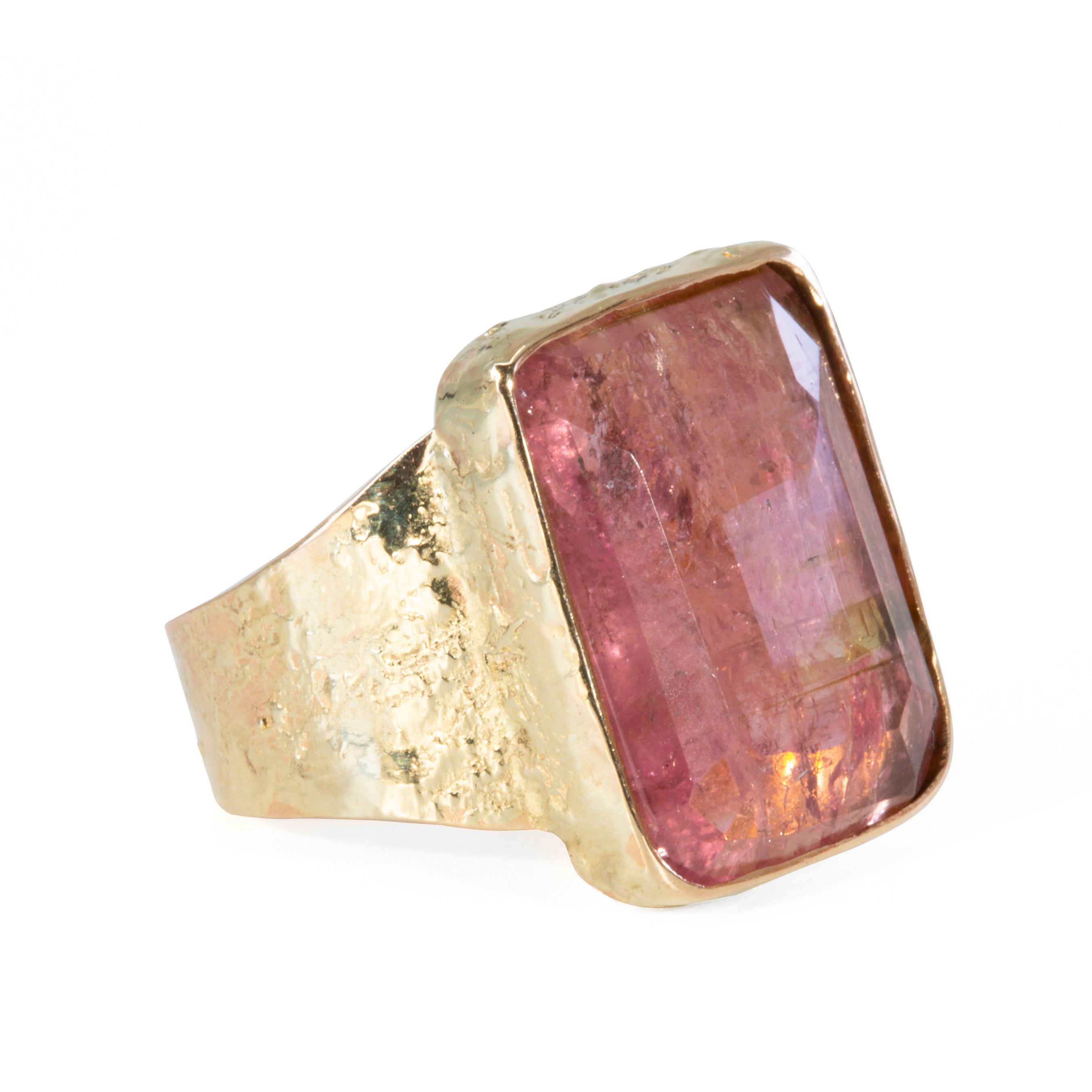 Pink Tourmaline 11.82 carat Rose Cut Handcrafted 14k Ring - AAO-149 - Crystalarium