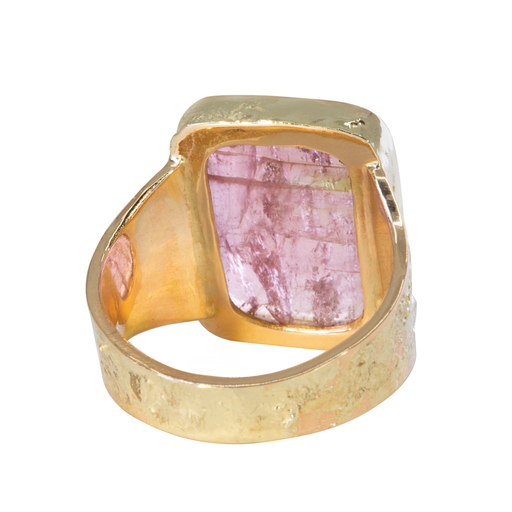 Pink Tourmaline 11.82 carat Rose Cut Handcrafted 14k Ring - AAO-149 - Crystalarium