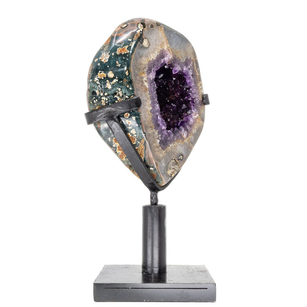 Amethyst 10.8 Inch 5.53lb Natural Crystal Geode on Rotating Swivel Stand - Uruguay - KKX-377 - Crystalarium