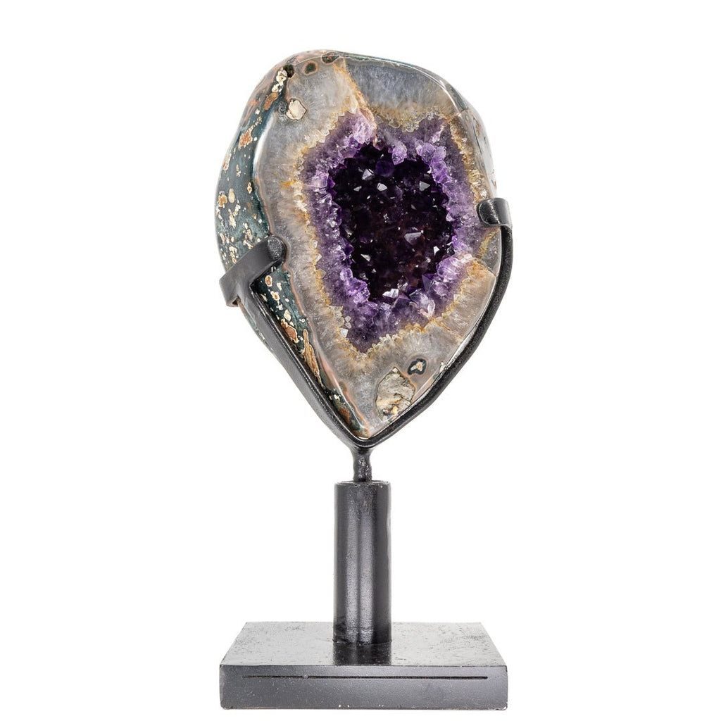 Amethyst 10.8 Inch 5.53lb Natural Crystal Geode on Rotating Swivel Stand - Uruguay - KKX-377 - Crystalarium