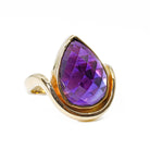 Amethyst 10.92ct Faceted Teardrop Handcrafted 14k Gemstone Ring - BBO-308 - Crystalarium