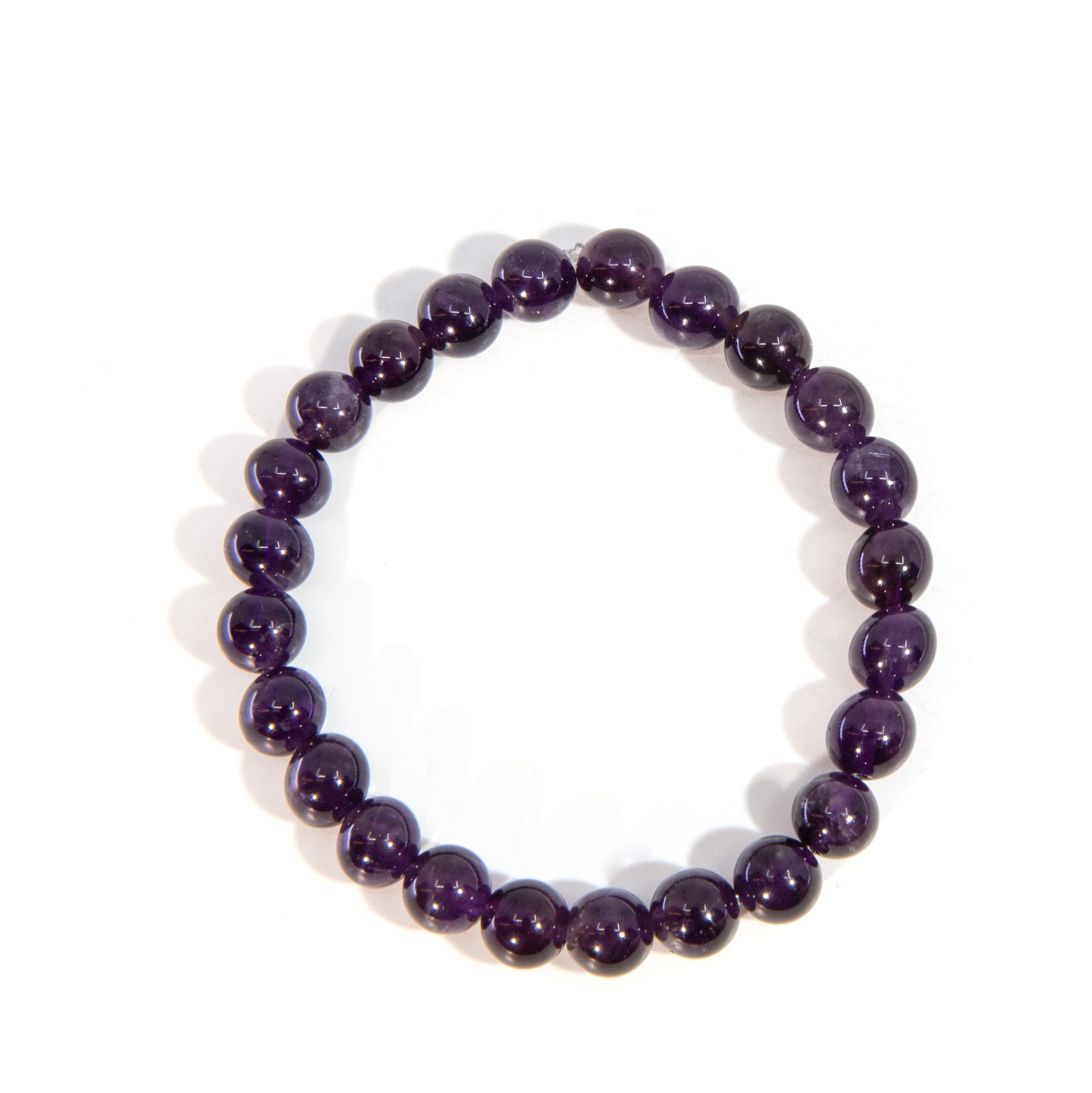 Deep Purple Amethyst 8mm Beaded Bracelet - JJW-023 - Crystalarium